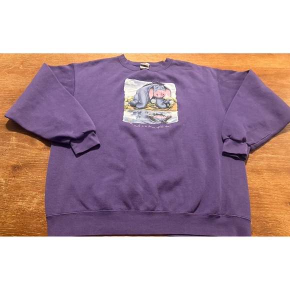 Disney Tops - VTG Disney Store Eeyore Sweatshirt Size XL Purple Smile is a Frown Upside Down